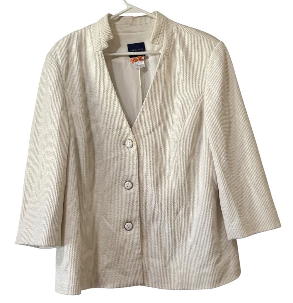 Doncaster Collection Blazer Cotton Blend Women Sz 16W Lined Formal Luxury Career